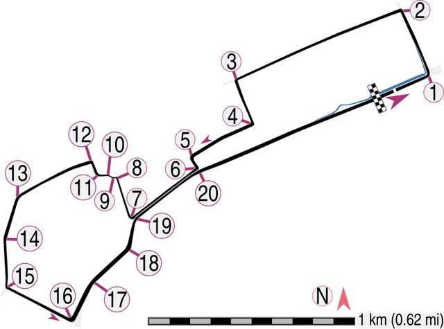 Plánek okruhu Baku City Circuit