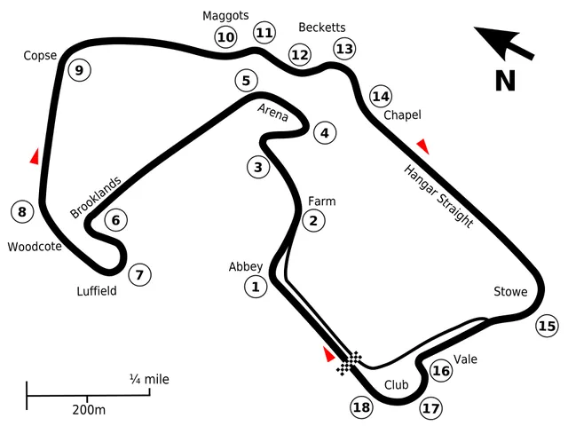 Plánek okruhu Silverstone Circuit