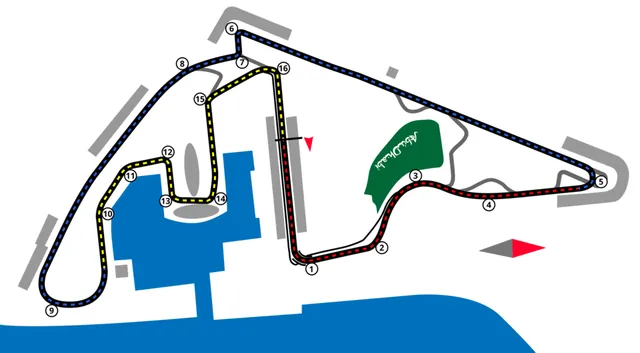 Plánek okruhu Yas Marina Circuit